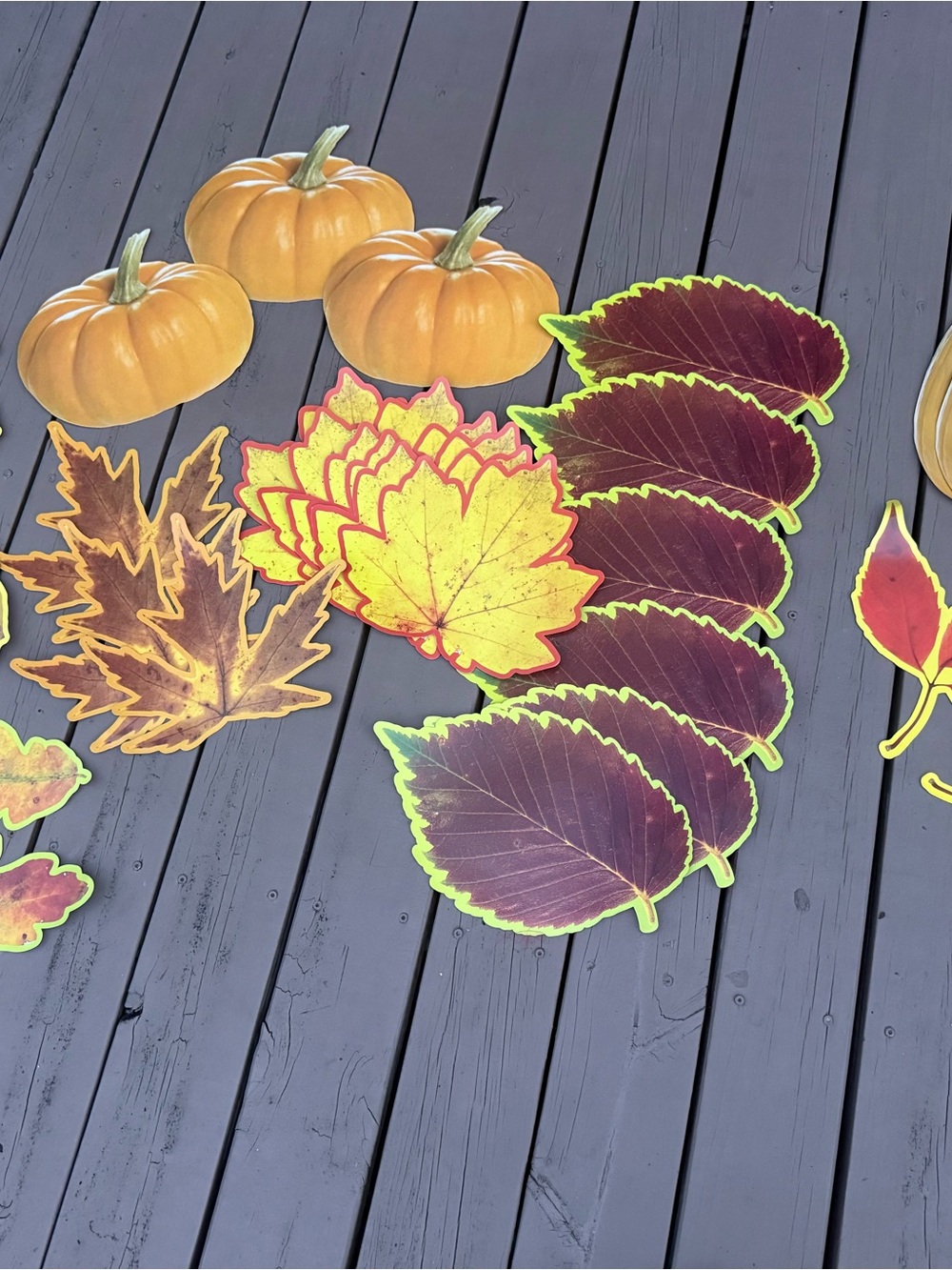 32pc Oriental Trading Fall Pumpkin Leaf Cardboard Classroom Bulletin Decor Lot